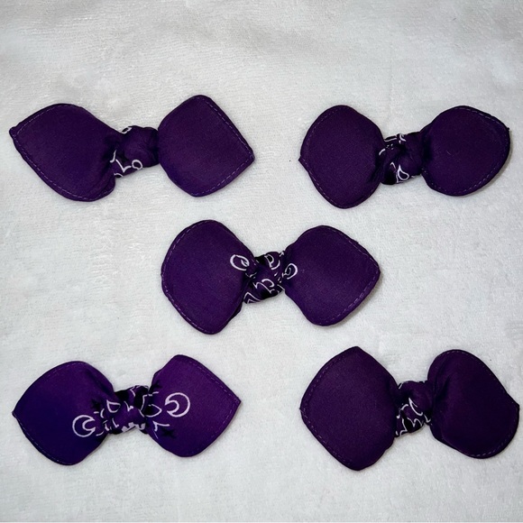 Dark Purple Paisley Rockabilly Bandana Knotted Hair Bow - Picture 9 of 11